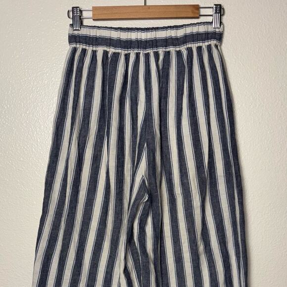 MADEWELL Pants Woman's XXS Huston Pull-On Crops in Stripe Transatlantic blue - Picture 13 of 16